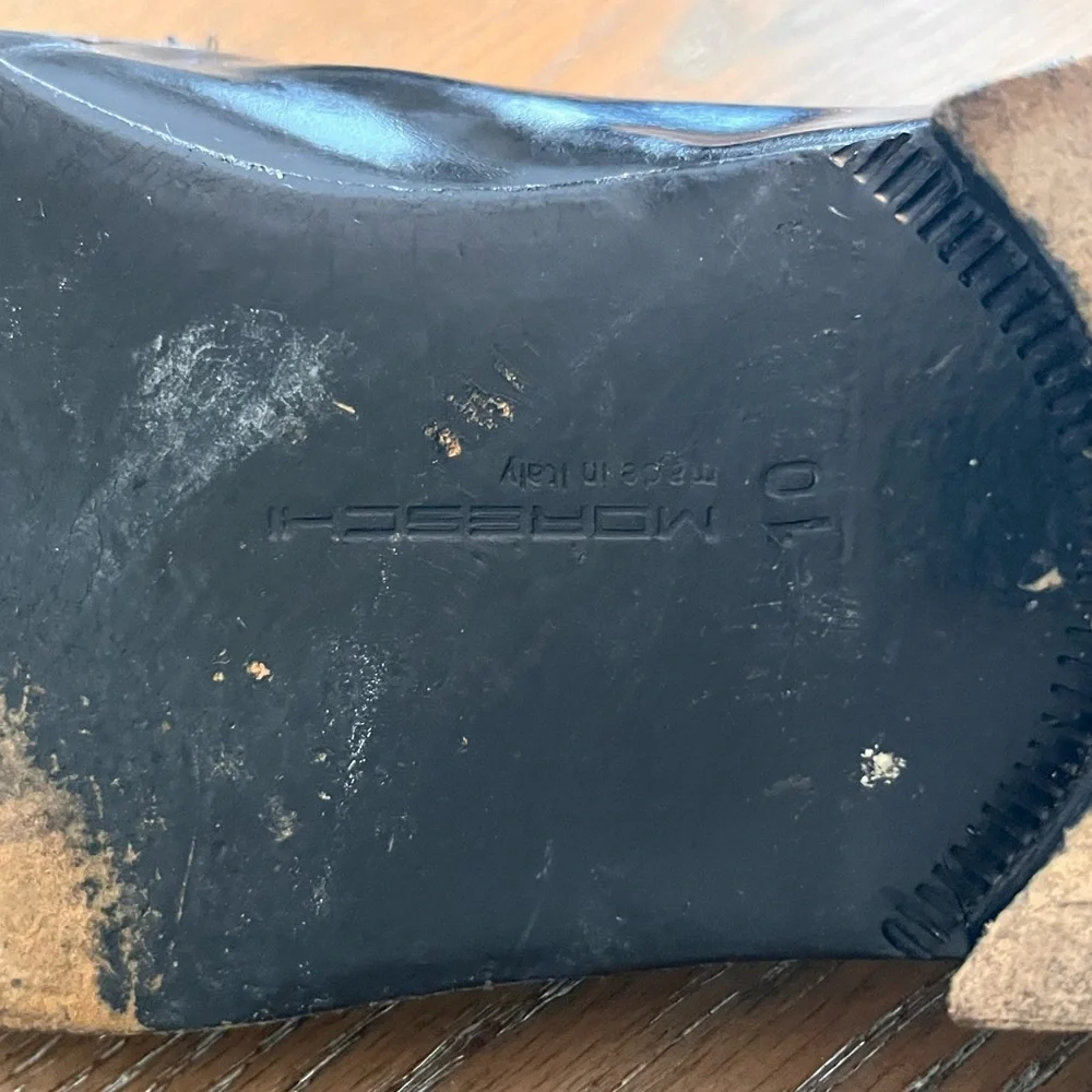 Moreschi Black Leather Slip-On Loafers with Gold Bit Size 10‎